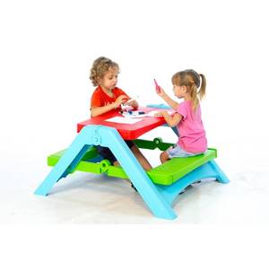 lot 1292 image: Pal Play Foldable Kids Picnic Table - Seats Four Kids, RedGreenBlue