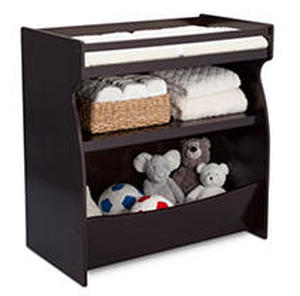 lot 1305 image: Delta Children 2-in-1 Changing Table and Storage Unit with Changing Pad, Dark Chocolate