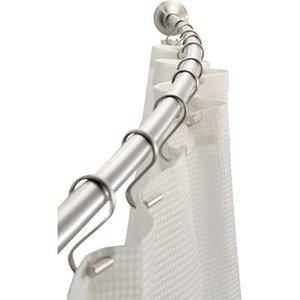 lot 1312 image: InterDesign Wall Mount Curved Bathroom Shower Curtain Rod, 41 - 72 inches, Stainless Steel