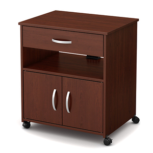 lot 1318 image: South Shore 2-Door Printer Stand with Storage on Wheels, Royal Cherry