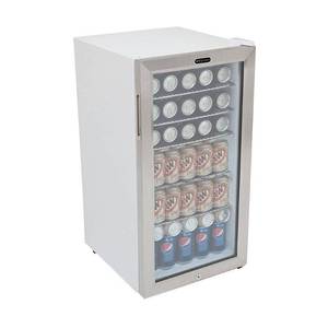 lot 3550 image: Whynter BR-128WS Lock, 120 Can Capacity, Stainless Steel Beverage Refrigerator, White