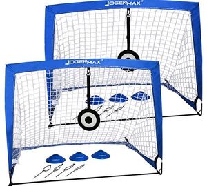 lot 1321 image: JOGENMAX Portable Soccer Goal, Pop Up Goal Nets with Aim Target,Set of 2