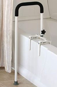 lot 1340 image: Sammons Preston Floor to Tub Bath Rail, Curved Grab Bar with 200 lbs Capacity for Shower or Bathtub, Rail Clamps and Tightens to Tub Wall, Fits Most Modern Bathtubs, 34 from Floor to Tub