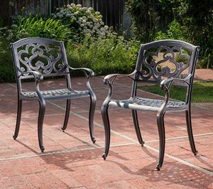 lot 1322 image: Christopher Knight Outdoor Cast Aluminum Pair of Chairs
