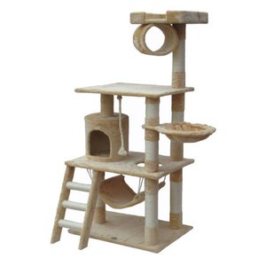 lot 3606 image: Go Pet Club 62 Cat Tree Condo Furniture Beige Color