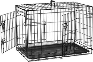 lot 3634 image: AmazonBasics Single-Door & Double-Door Folding Metal Dog or Pet Crate Kennel with Tray