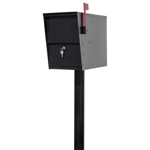 lot 3647 image: QualArc LSLM-2000-PST Lettersentry Rust Free Galvanized Steel Locking Mailbox with 3 in. Dia. Mounting Post