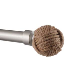 lot 3650 image: 36-72 Rope Knot Adjustable Curtain Rod and Coordinating Finial Set Matte Silver - Exclusive Home