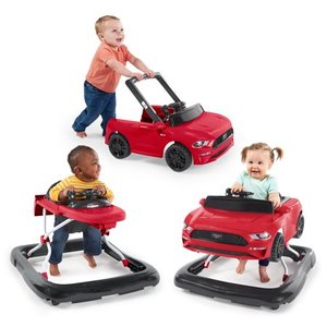 lot 3672 image: Bright Starts 3 Ways to Play Ford Mustang Baby Walker with Activity Station, Red
