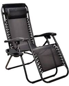 lot 3723 image: Balancefrom Adjustable Zero Gravity Lounge Chair Recliners For Patio, Black