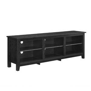lot 3733 image: Walker Edison Wood TV Media Storage Stand for TVs up to 78 - Black