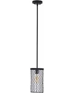 lot 3788 image: Wire Cylinder Cage Ceiling Pendant Fixture W Led Light Bulb 6.5 X 16.88