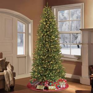 lot 3829 image: Puleo International 7.5 ft. Pre-Lit Slim Fraser Fir Artificial Christmas Tree with 500 Clear UL listed Lights