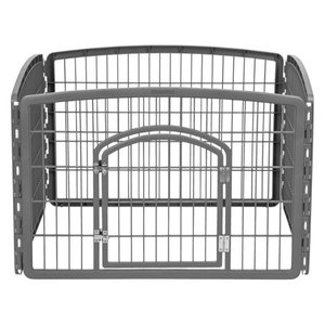 lot 1514 image: IRIS USA 24 Exercise 4-Panel Pet Playpen with Door, Dark Gray CI-604