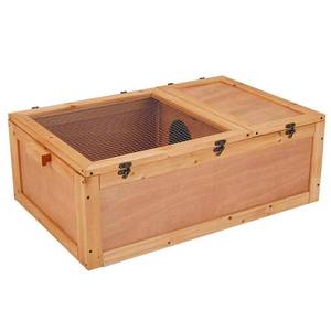 lot 1520 image: Unipaws Designer Tortoise House with Wire Top & Wooden Handle, Wooden Turtle Habitat for Small Animals, Indoor & Outdoor Use, Easy Assembly Cage, Upgraded