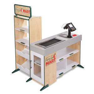 lot 1539 image: Melissa & Doug Freestanding Wooden Fresh Mart Grocery Store Play Set