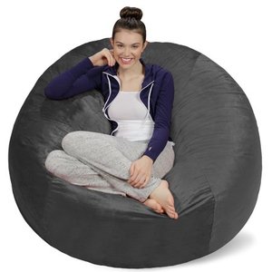 lot 1566 image: Sofa Sack - Plush Ultra Soft Bean Bags Chairs for Kids, Teens, Adults - Memory Foam Beanless Bag Chair with Microsuede Cover - Foam Filled Furniture for Dorm Room - Charcoal 5