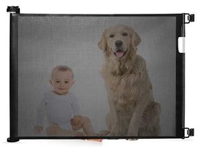 lot 1524 image: Babepai Retractable Baby Gate Wide Safety Mesh Gate Easy to Roll and Latch for Stairways Doorways Hallways Patios Deck Banisters Flexible and Extensible Pets Gate Up to 54 inch Wide, Black