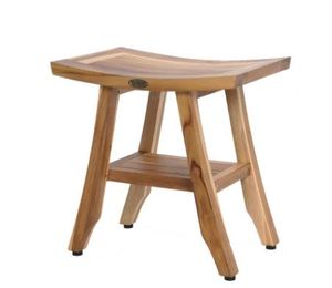 lot 1643 image: EarthyTeak Serenity Eastern Style Shower Bench with Shelf