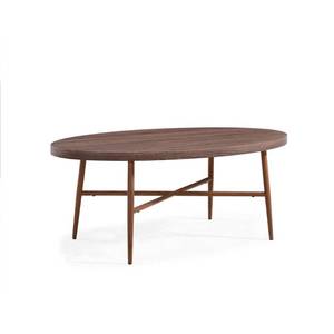 lot 1435 image: Handy Living Miami Brown Oval Coffee Table with Brown Metal Legs