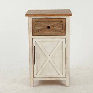 lot 1442 image: Luxen Home Rustic Antique White Small Console Cabinet