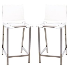 lot 1456 image: Fox Hill Trading Set of 2 Pure Acrylic Decor Bar Stools, Transparent