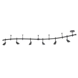 lot 1462 image: Globe Electric Flexigon 6-Light Black Flexible Track Lighting Kit with Oval Shades, 59458