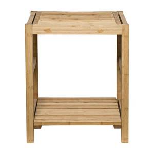 lot 1899 image: Honey Can Do Bamboo Bathroom Storage Spa Bench with Bottom Shelf, Brown