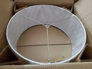 lot 1943 image: White Fabric Hardback Drum Shade