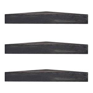 lot 1946 image: American Art Decor Rustic Wood Floating Corner Shelves, Set of 3