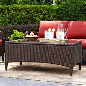lot 4462 image: Crosley Furniture Kiawah Outdoor Wicker Glass-Top Table