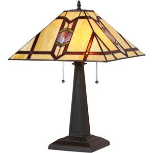 lot 4527 image: Chloe Lighting Lawerence Tiffany-Style 2-Light Mission Table Lamp with 16 Shade