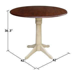 lot 5863 image: 36.3 Rene Round Dual Drop Leaf Table AlmondEspresso - International Concepts