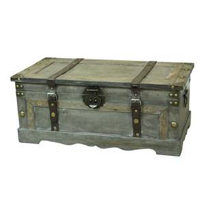 lot 5870 image: Large Wooden Storage Trunk - Rustic Gray - Vintiquewise, Concrete