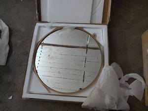 lot 5888 image: Eternity Mirror, Brass wIron Hook (28 x 28 x 1)