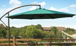 lot 1432 image: 10 Ft Deluxe Adjustable Offset Cantilever Hanging Patio Umbrella