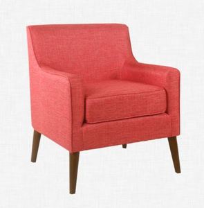 lot 1434 image: Homepop Davis Mid-Century Velvet Accent Chair - TEXTURED POPPY