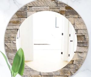 lot 1444 image: Designart Stone 1 Modern Mirror - Oval or Round Wall Mirror - Gold