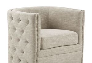 lot 1445 image: Madison Park Wilmette Cream Linen Upholstered Swivel Chair