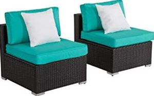 lot 1454 image: Kinbor Rattan Patio Outdoor Furniture Chairs and Ottoman