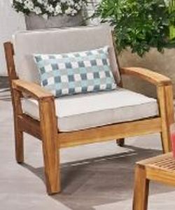 lot 1906 image: Grenada Outdoor Wood Chair wCushion