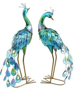 lot 1911 image: 22-inch Painted Peacocks
