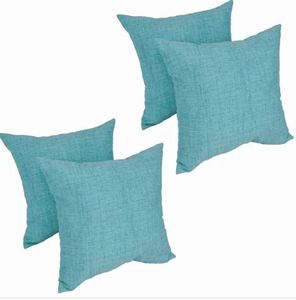 lot 1928 image: Solarium Aqua 17-inch IndoorOutdoor Throw Pillows (Set of 4)