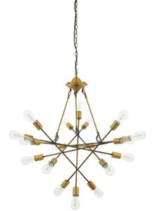 lot 1951 image: Request Antique Brass 18 Light Mid Century