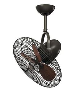 lot 5860 image: Elston 18 Downrod Fan, New Bronze Finish, 3 Fan Blades in Walnut