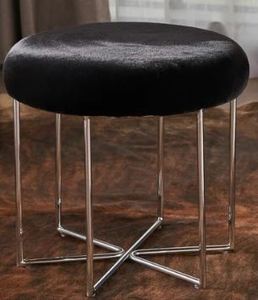 lot 5874 image: Furry Fabric Round Ottoman