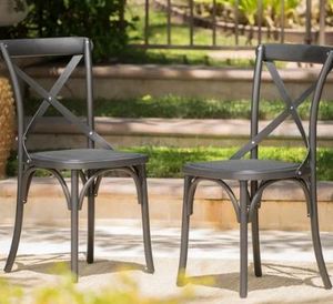 lot 5896 image: Danish Outdoor Farmhouse Dining Chair (Set of 2, Black)