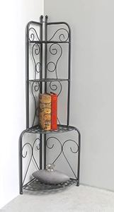 lot 5901 image: International Caravan Mandalay Iron Folding Corner Shelf (Antique Black)