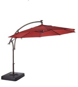 lot 1884 image: 10 Round Steel Offset Umbrella Red