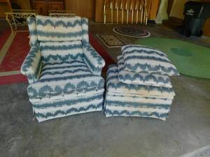 lot 8011 image: Upholtered Easy Chair & Matching Ottoman